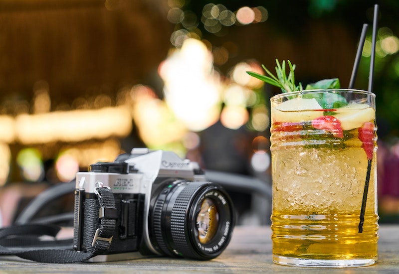 Drink Beside A Camera on the Table